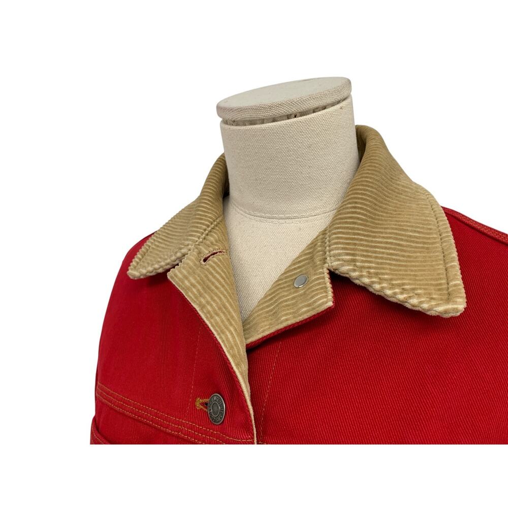 RALPH LAUREN JEANS Co Jacket Womens Red Denim Barn Chore Ranch Coat Cotton P/P - Picture 4 of 10